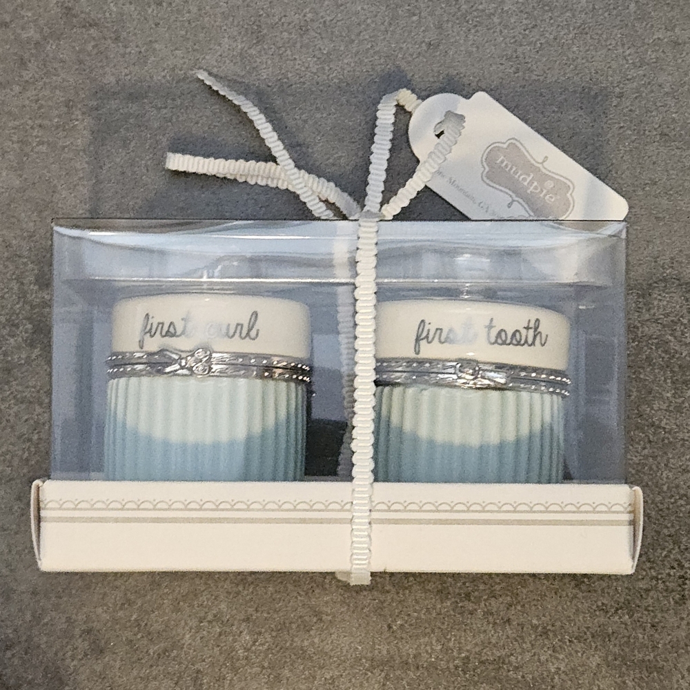 Mud Pie Blue & Silver Tooth and Curl Keepsake Box